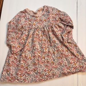 Next Girls Floral Print Long Sleeve Dress Pink Yellow Green Size 2t/3 Spring‎
